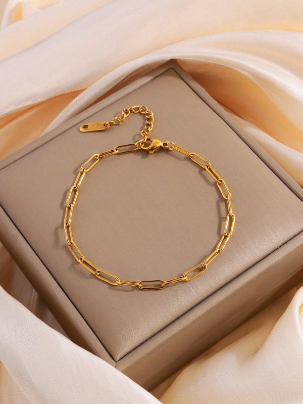 Camhanno 1 Piece Of Simple Casual Fashion Stainless Steel Round Snake Flat Snake Bracelet Is Suitable For Daily Wear, Gifts For Couples