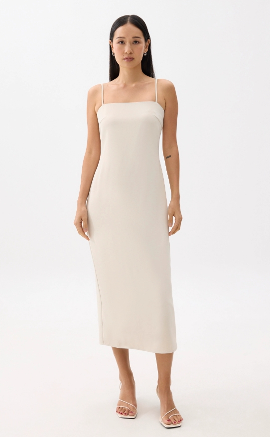 Straight Neck Slip Midi Dress