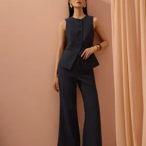 Padma Textured Round Neck Long Vest Top