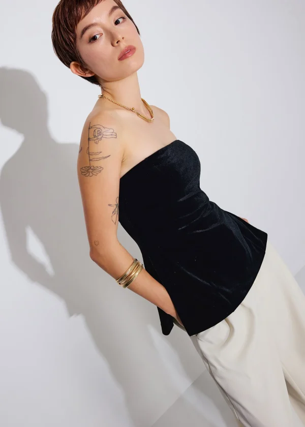 Jingyi Velvet Tube Tunic Top