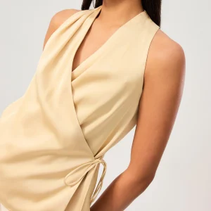 Front Wrap Satin Top