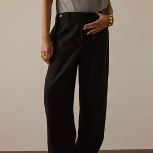 Adjustable Waist Elastic Twill Barrel Pants