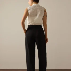 Adjustable Hem Elastic Melange Straight Leg Pants