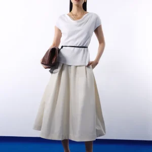 Taffeta Pleated Flare Midaxi Skirt