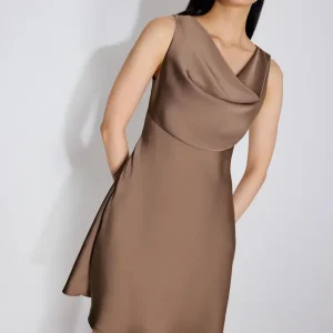 Satin Cowl Neck A-line Mini Dress