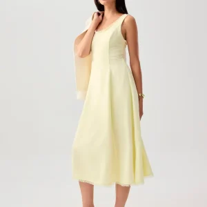 Tweed Scoop Neck Fit & Flare Midaxi Dress