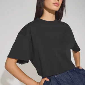Cotton Round Neck Boxy Crop Tee