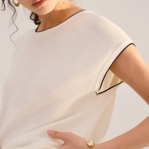 Contrast Knit Round Neck Boxy Tank Top