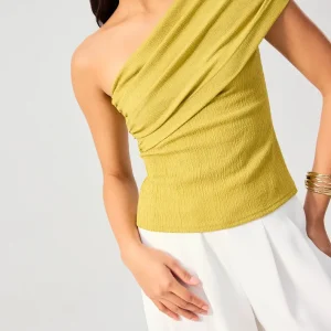Crinkled Jersey Asymmetric Fitted Top