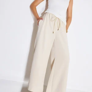 Elastic Drawstring Straight Leg Pants