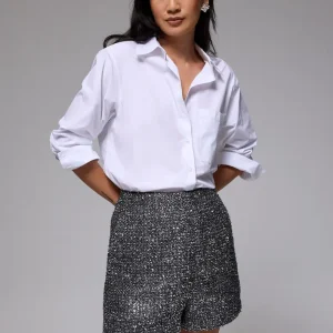 Tweed High Waist A-line Shorts