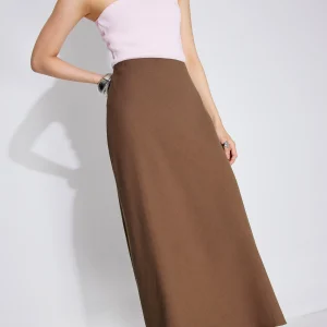 High Waist Bias Cut Midaxi Skirt