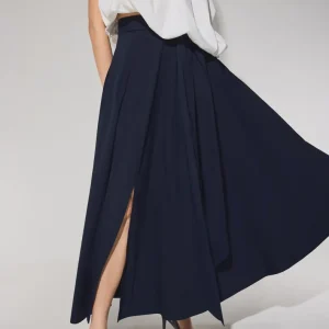 Cotton Side Tie Flare Floor Length Skirt