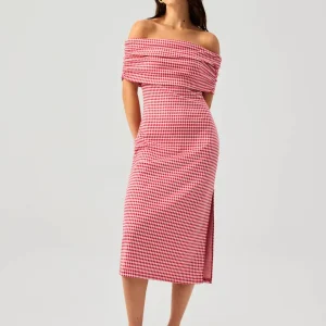 Jersey Off-Shoulder Column Midaxi Dress