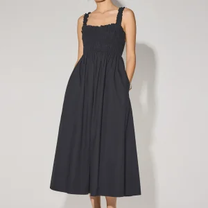 Cotton Ruched Sweetheart Fit & Flare Maxi Dress